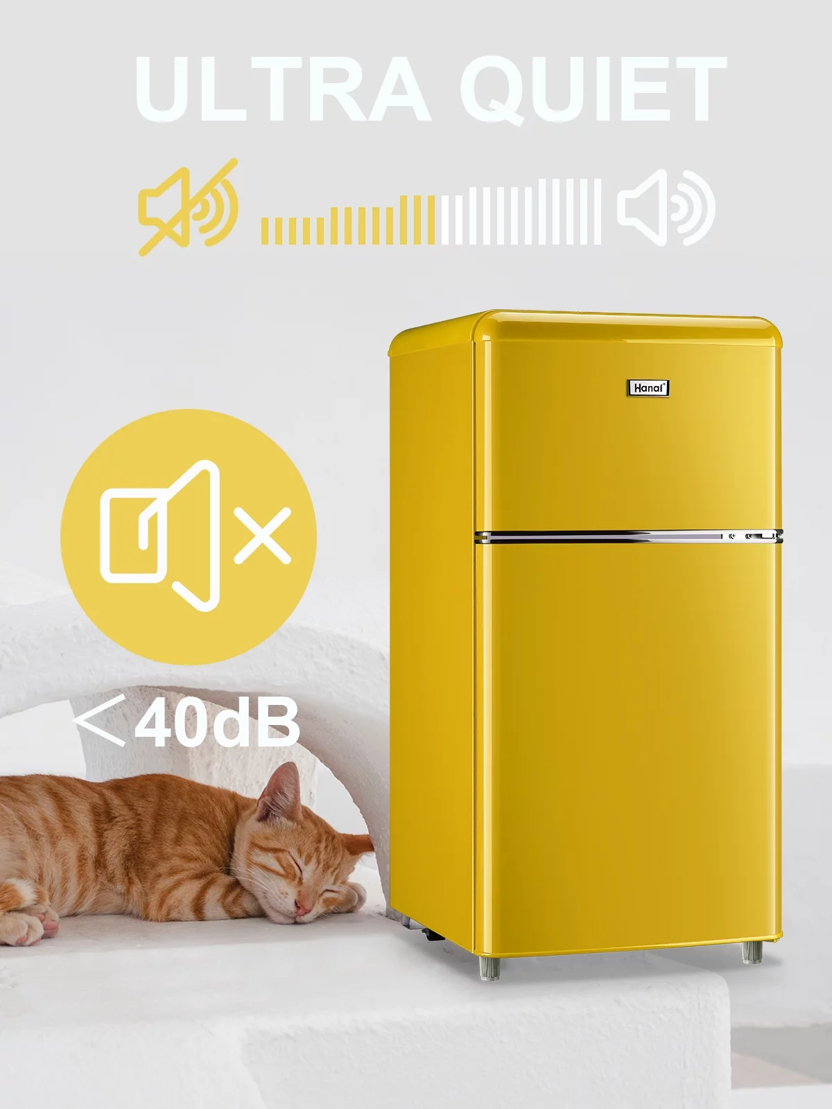 Compact Refrigerator Mini Fridge with Freezer, 3.2 Cubic Feet Retro Dual Door Small Refrigerator by WANAI with 7 Temp Modes, LED Lights, Removable Shelves, Ideal for Bedroom, Dorm, Office, Apartment