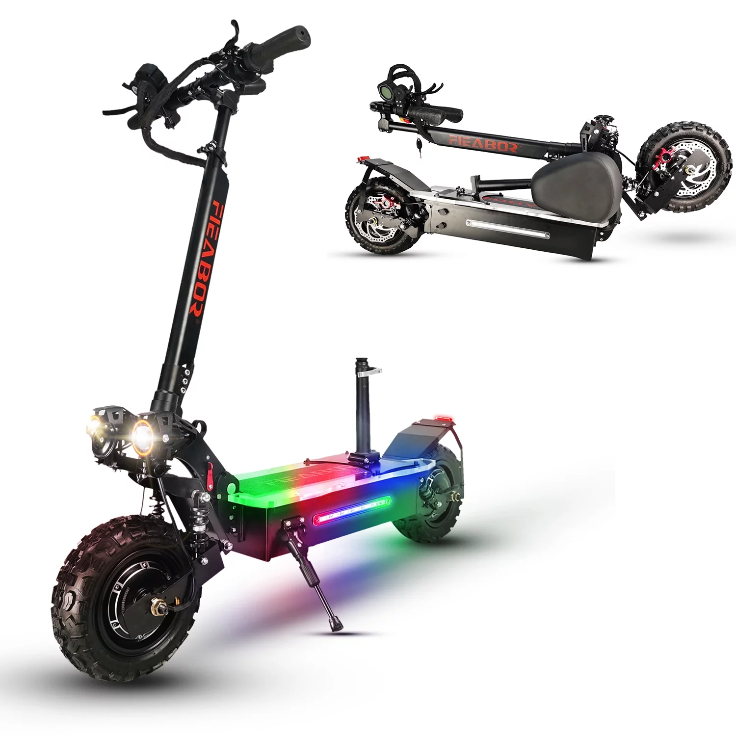 LISUEYNE Electric Scooter for Adults, Dual Drive 5600W Electric Scooter with Seat, Up to 50 MPH & 50 Miles,60V/27AH Battery, 11" Off-Road Vacuum Tire, Dual Braking System & Dual Chargers - Curated Treasures Market