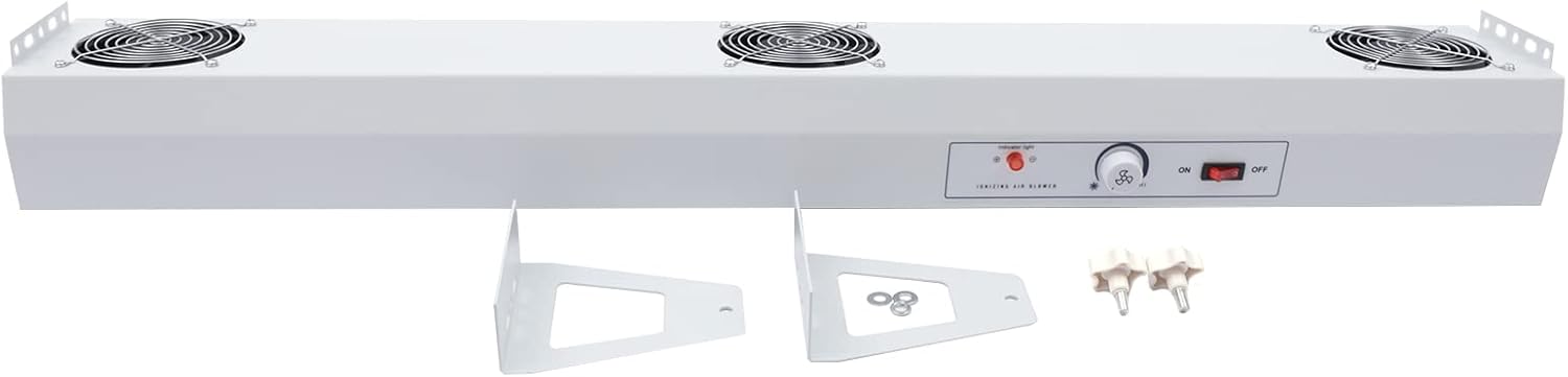 Anti-Static Ionizing Air Blower 110V Suspended Three-Head Ion Fan Antistatic Cleanroom Anti Static Ionizer Static Eliminator Desktop with Adjustable The Size of Wind Speed Switch