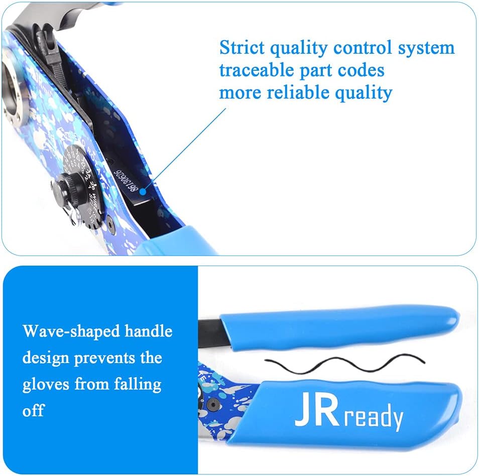 JRready ACT-M201 8 indent crimping tool design according M22520 1 01 for heavy duty circular rectangular electrical connector 38999 26482 etc. wire 12-26 awg 12 16 20 solid barrel contact