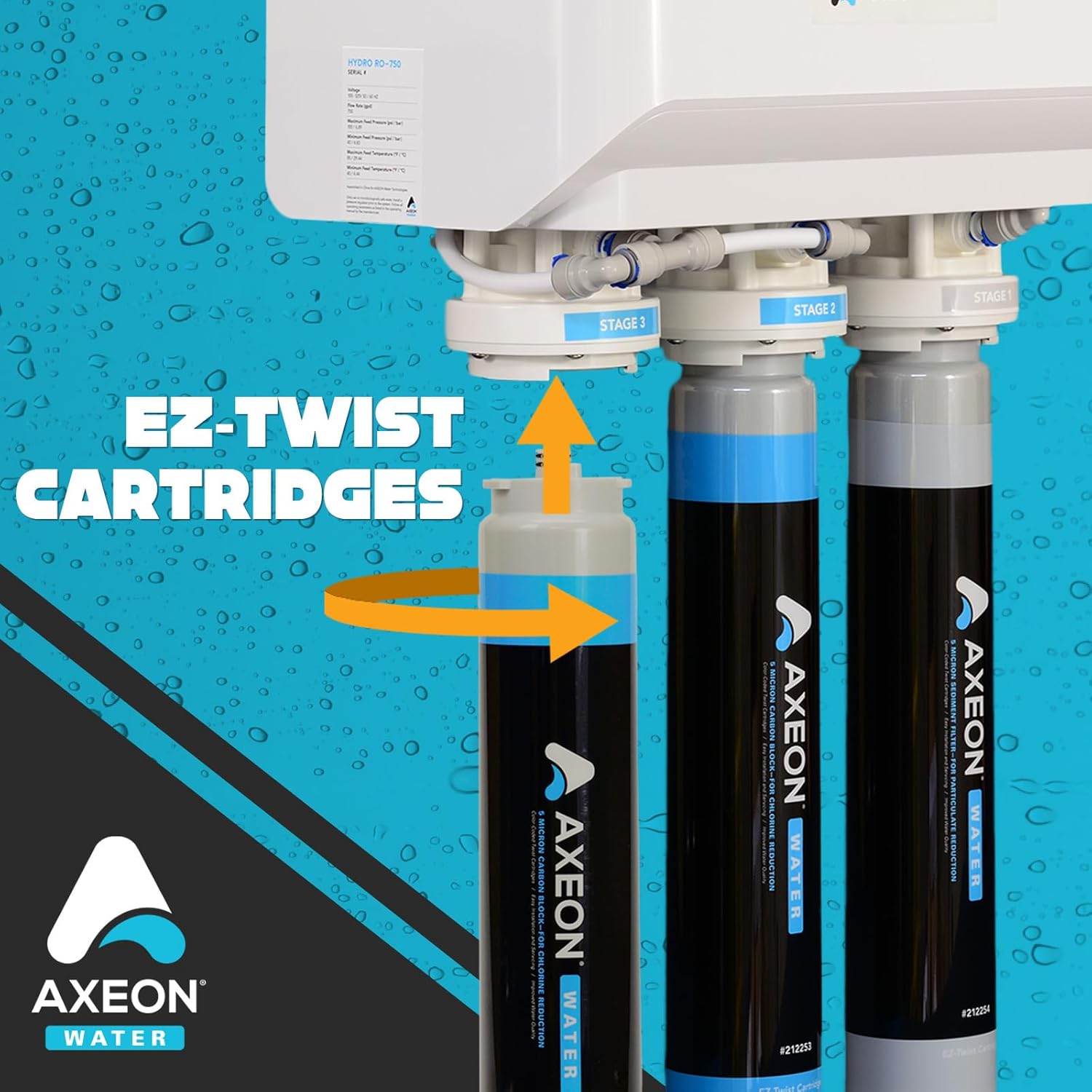 AXEON Water Filtration System, RO 1250, 110V, 50/60HZ 1PH White