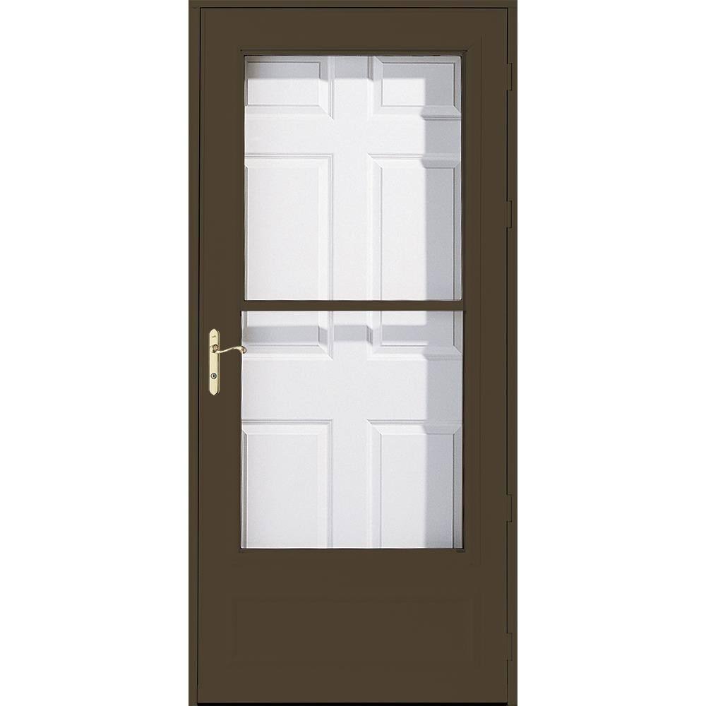 Pella Helena 34-in x 81-in Brown Mid-View Wood Core Storm Door | 90837