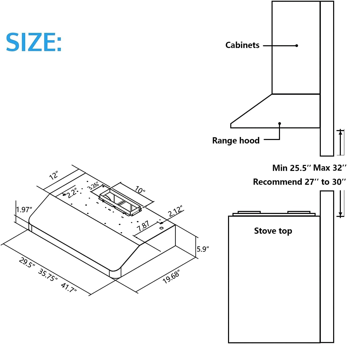 IKTCH 42 Inch Under Cabinet Range Hood with 900-CFM, 4 Speed Gesture Sensing&Touch Control Panel, Stainless Steel Kitchen Vent with 3 Pcs Baffle Filters(IKC01-42)