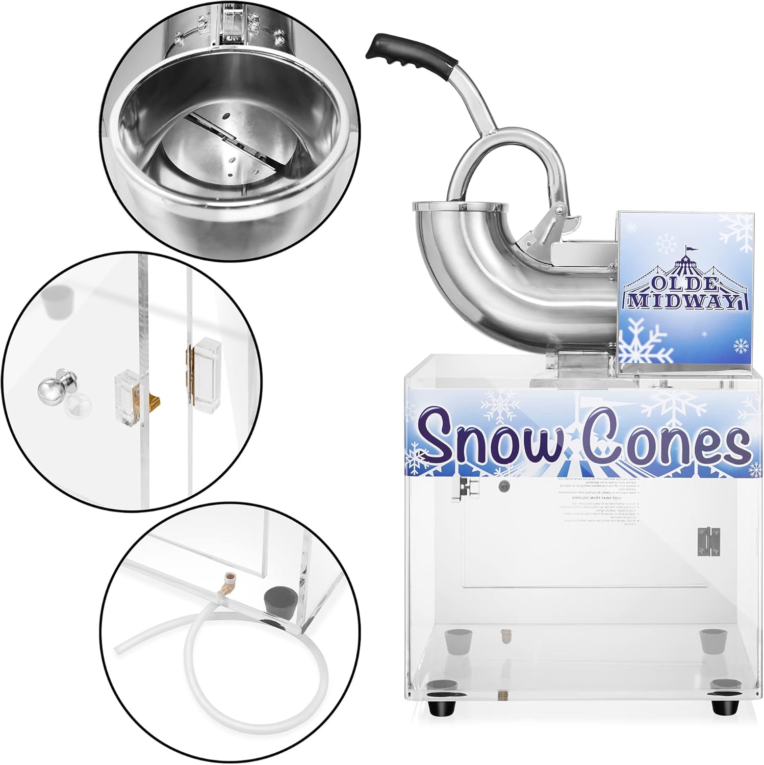 Olde Midway Commercial Snow Cone Machine, Shaved Ice Maker with Stainless Steel Scoop