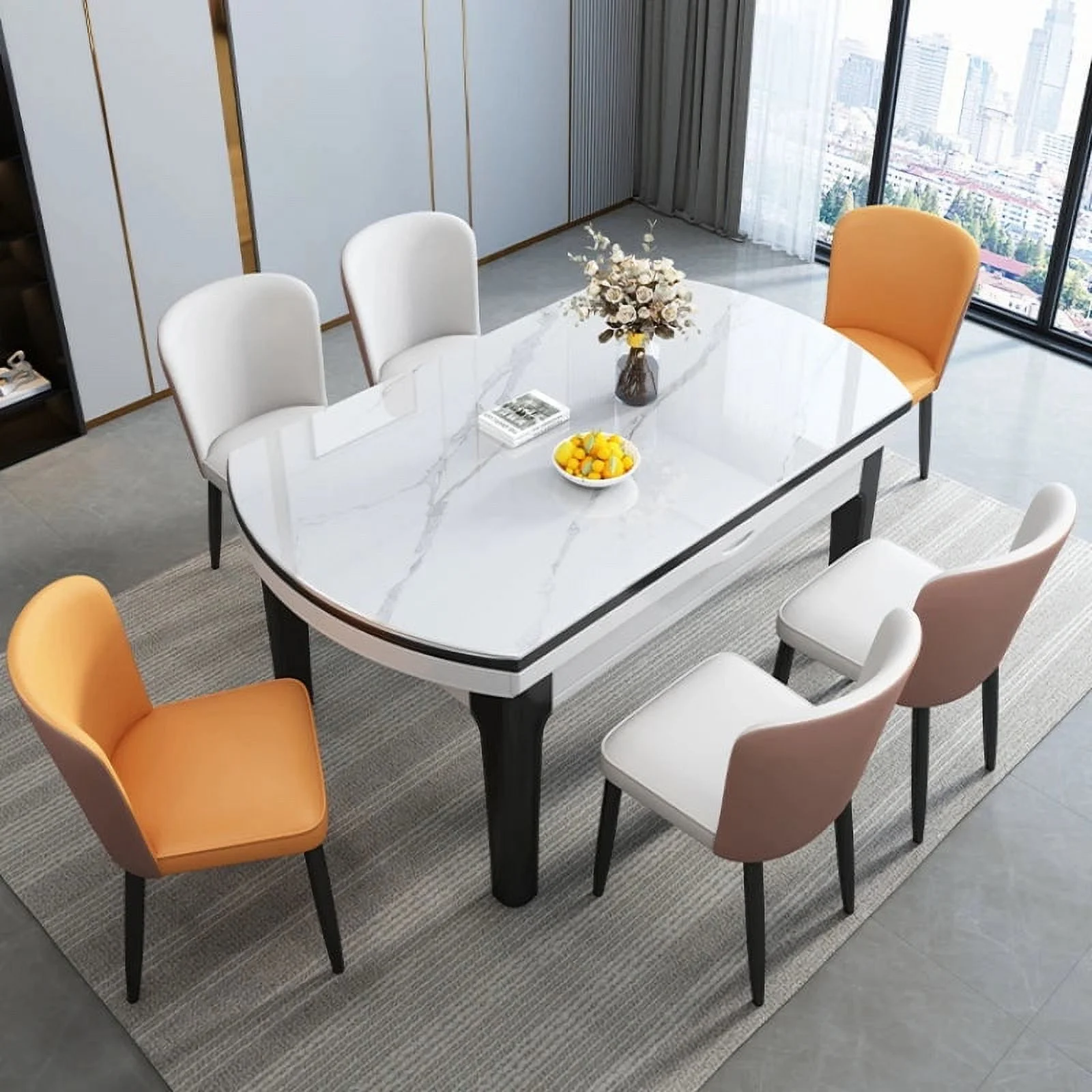 Luxury Modern Dining Tables Extendable Wooden Living Room Kitchen Dining Tables Coffee Nordic Mesa Comedor Home Furniture SR50DT