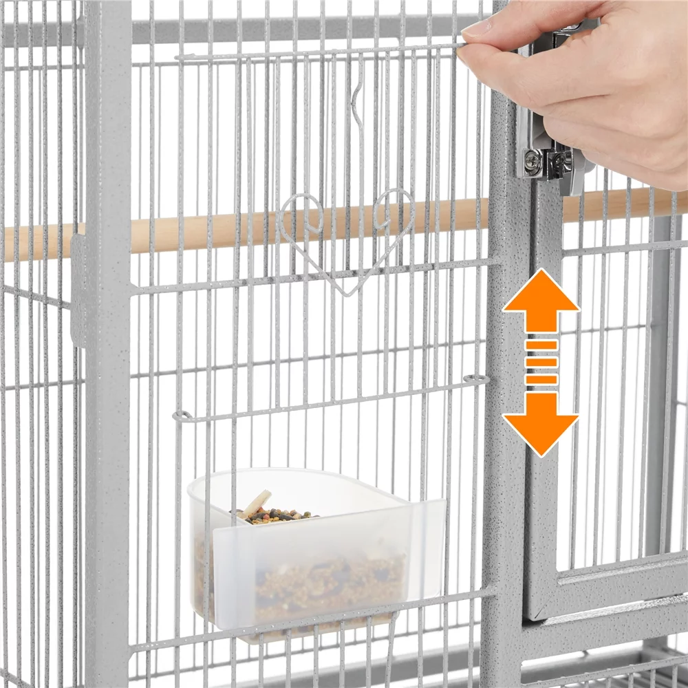 Alden Design 54" Metal Rolling Bird Cage with Detachable Stand, Light Gray - Curated Treasures Market