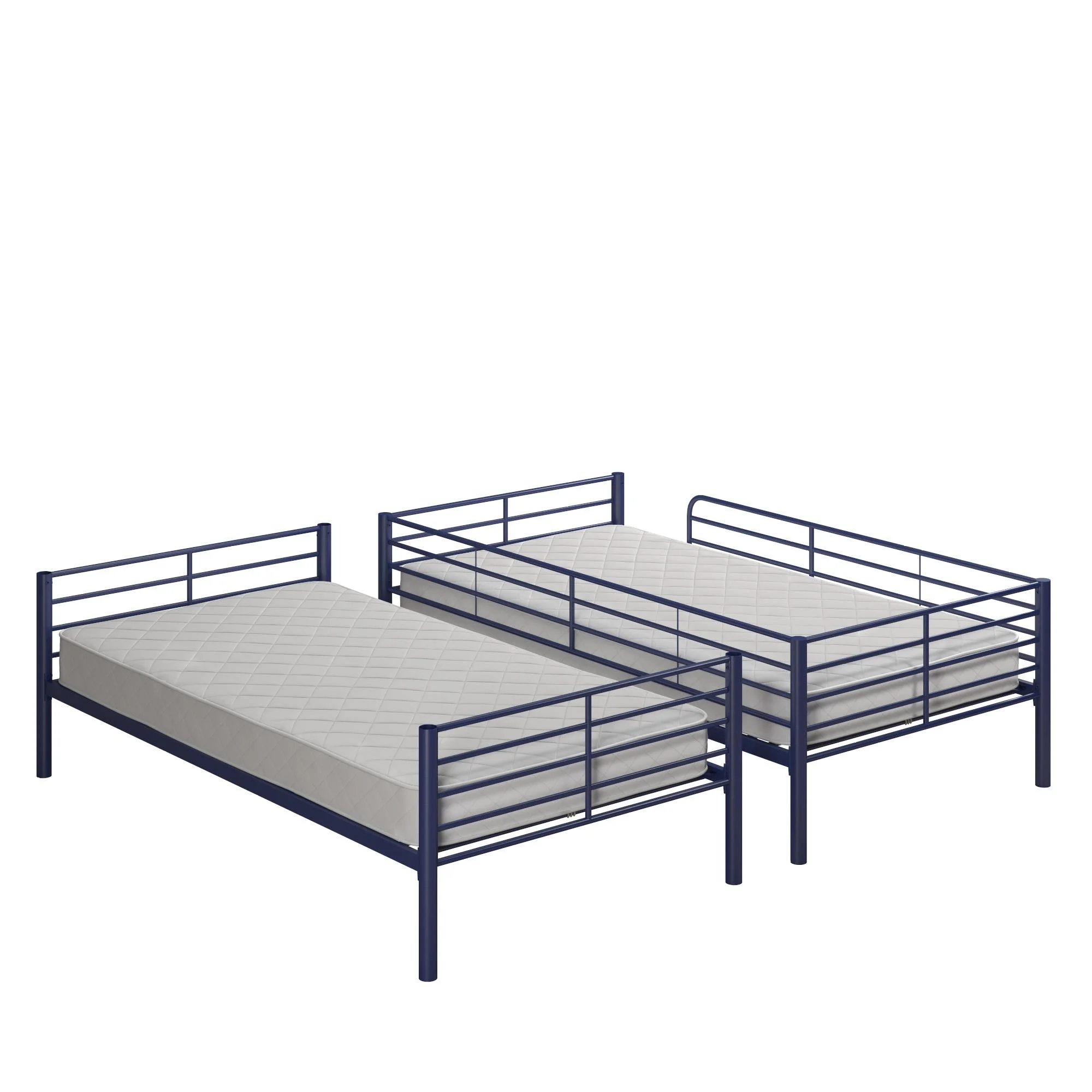 Mainstays Convertible Twin over Twin Metal Bunk Bed, Blue