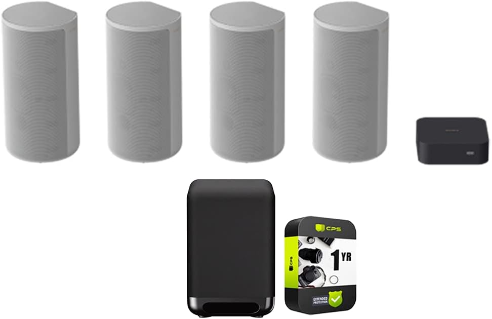 Sony HT-A9 High Performance Dolby Atmos 4-Speaker Home Theater System Bundle 7.1" 300W Wireless Subwoofer for HT-A9/A7000 Soundbars and 1 YR CPS Enhanced Protection Pack