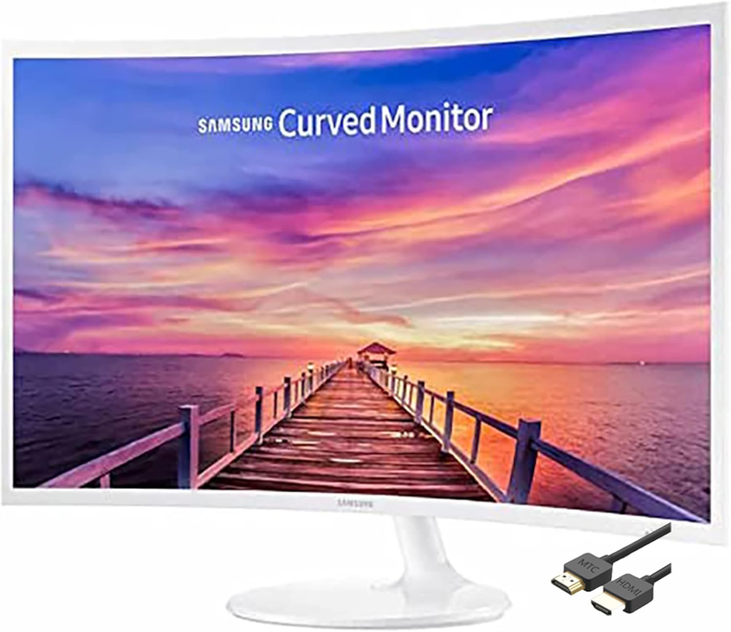 SAMSUNG 27" Curved Monitor, Widescreen LED FHD (1920x1080) display, 4 ms Response Time, VGA D-Sub, DisplayPort, HDMI Standard, with MTC HDMI