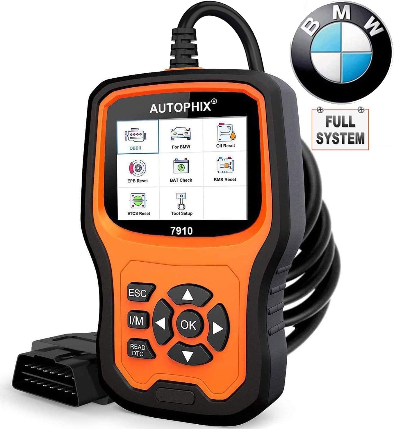 AUTOPHIX Diagnostic Scanner Tool for BMW Enhanced 7910 Full-System OBD2 Scanner Auto Fault Code Reader with Battery Registration for All BMW After 1998 [Upgrade Version]