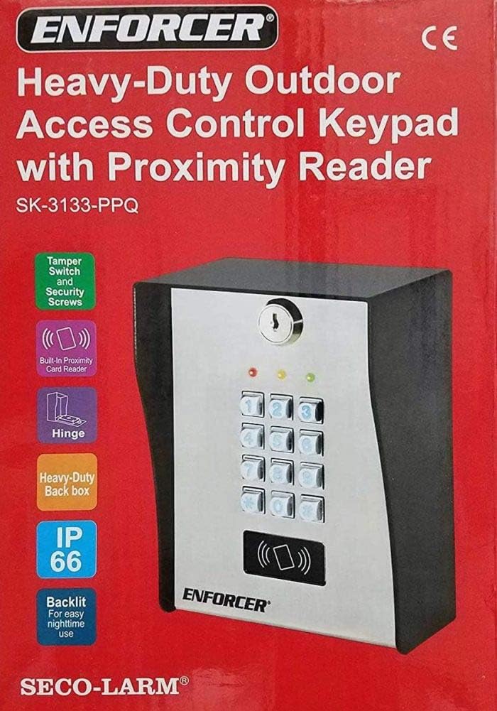 Seco-Larm SK-3133-PPQ Heavy-Duty Outdoor Access Control Keypad with Proximity Reader, Up to 1000 User Codes and/or Proximity Cards, Up to 50 Temporary Visitor Codes, 12~24 VAC/VDC Operation