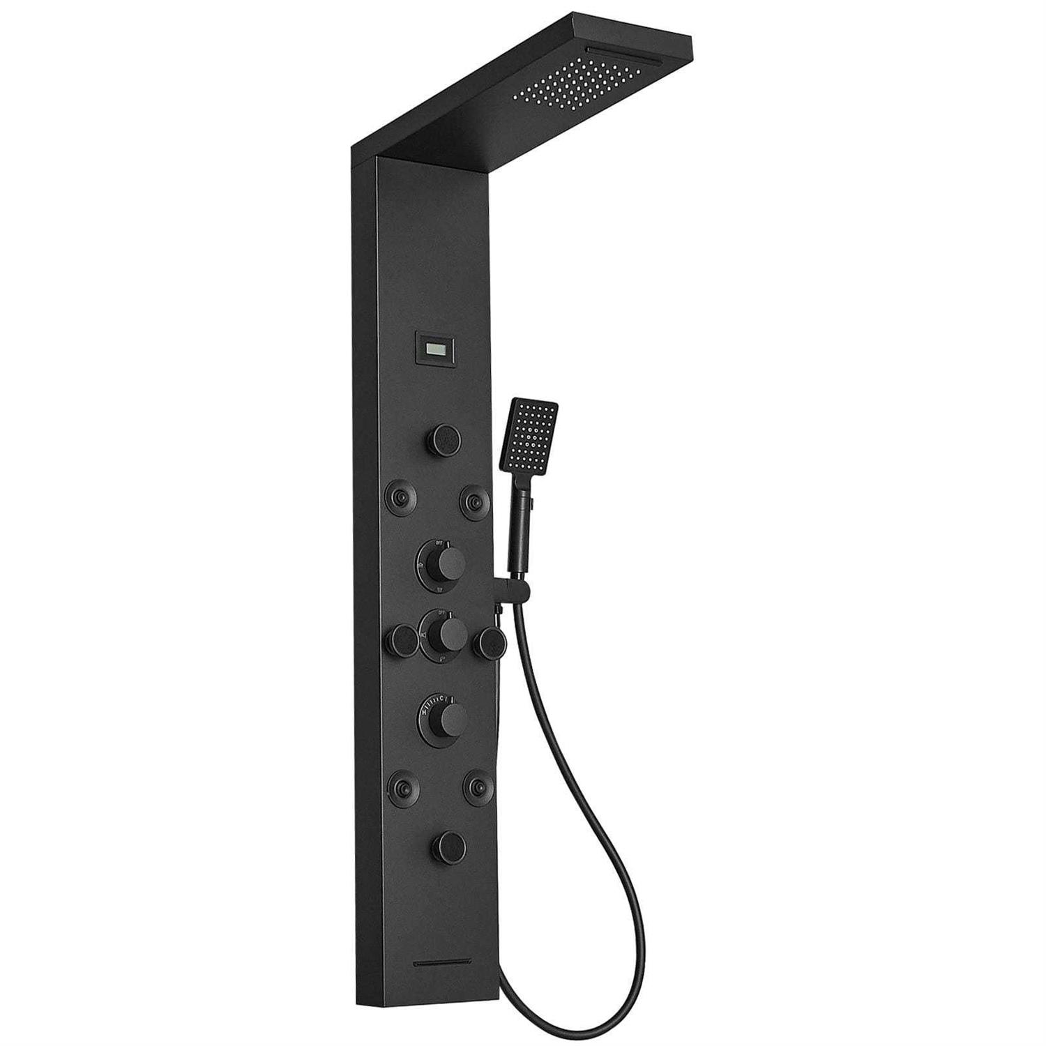 BWE YTP07 Shower Panel System Matte Black Waterfall Shower Panel System with 6-way Diverter Valve Included YTP07-Black - Shop Hardware Tools Online Store