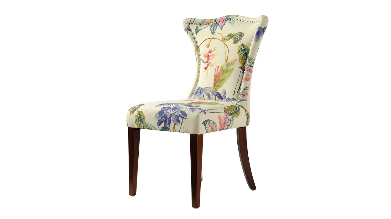 Paradise Upholstered Accent Chair Off White Floral Fabric