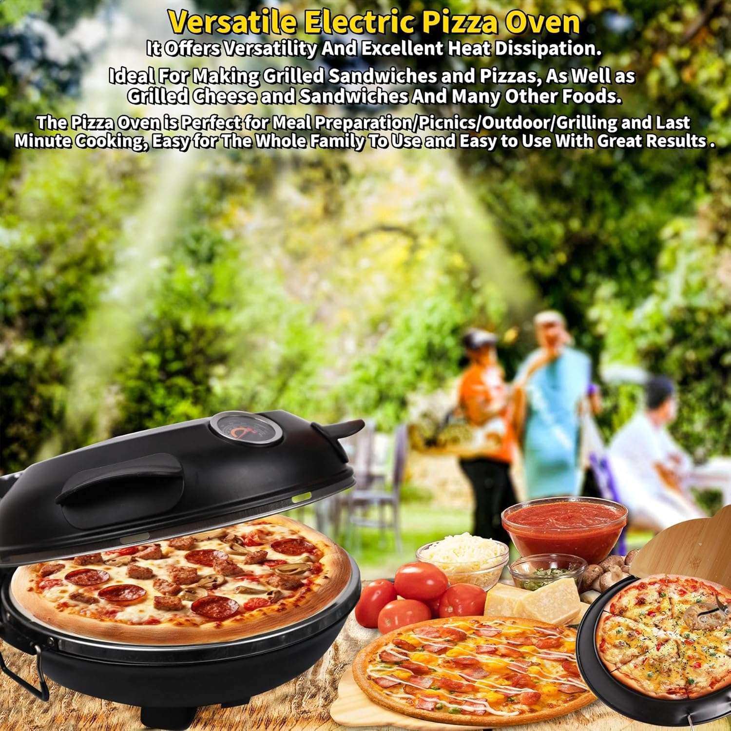Pizza Oven 2024 Electric Pizza Oven Indoor Portable Pizza Maker 12 Inch Countertop Pizza Oven Outside, Pizza Oven Electric Indoor Heats Up To 800˚F Pizza Oven Backyard Pizza Oven As Seen on Tv
