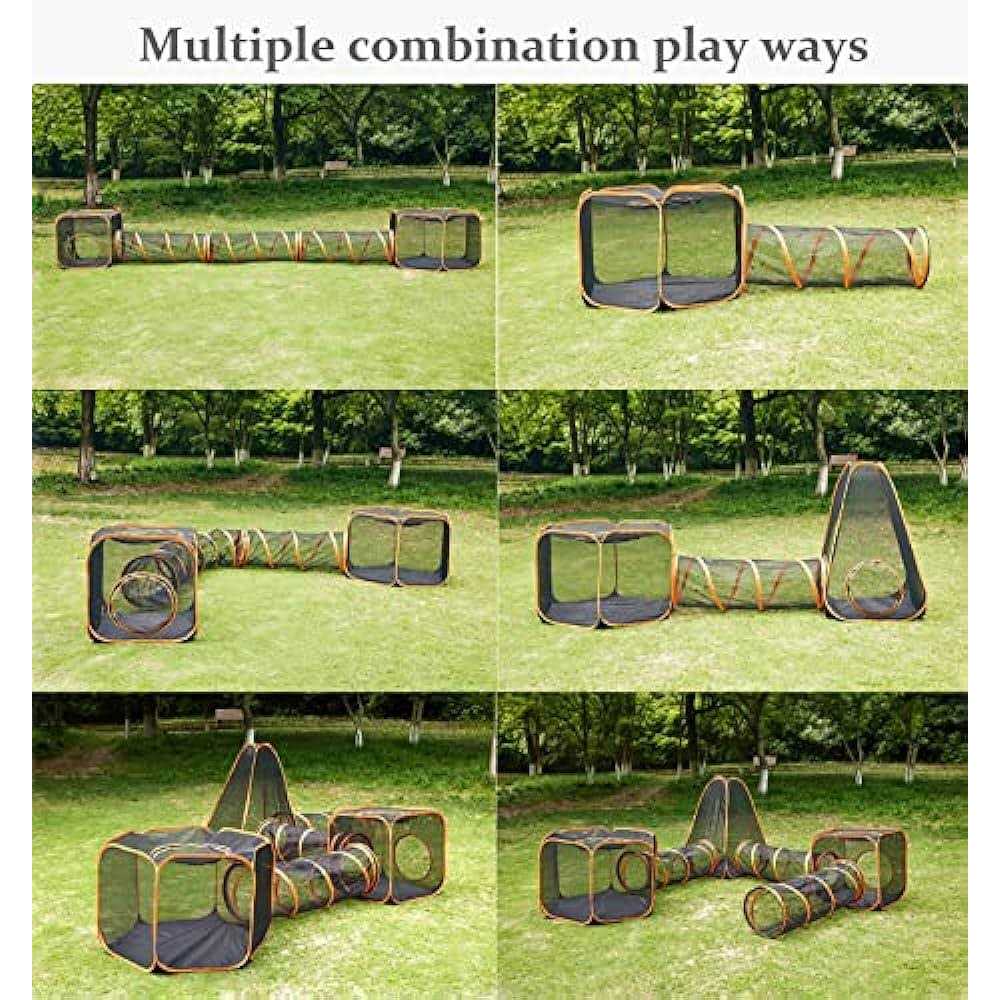 6-in-1 Tent Cat Enclosures with Tunnel for Indoor and Outdoor,Portable Playpen Play Tents for Cats Rabbits Ferrets and Small Animals - Pet Supplies online store