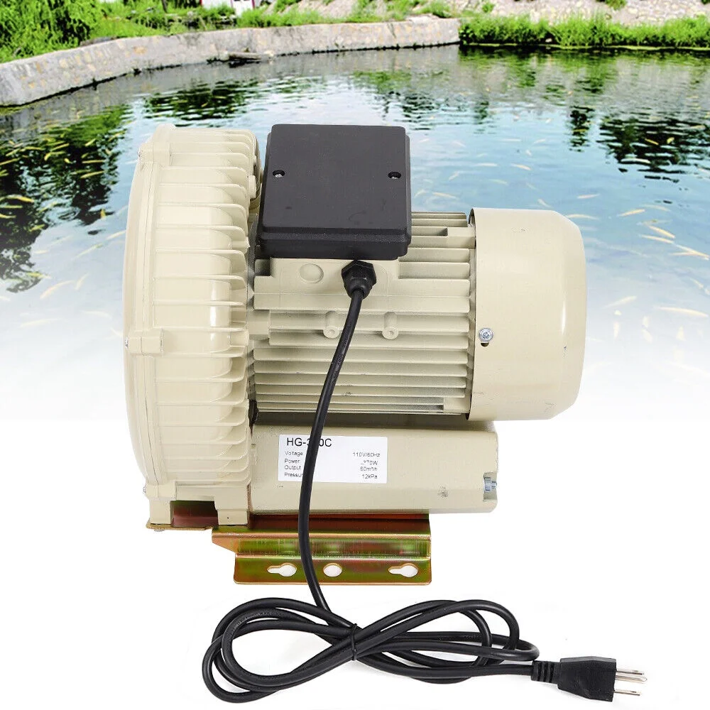 110V 370W Commercial Air Pump Aquarium Hydroponics Aquaculture Fish Tank Pond Blower