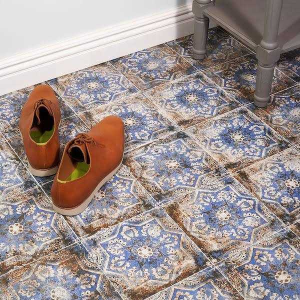 Bond Tile Antique Flora Encaustic Look 8 in. x 8 in. Matte Porcelain Floor and Wall Tile - Shop Hardware Tools Online Store