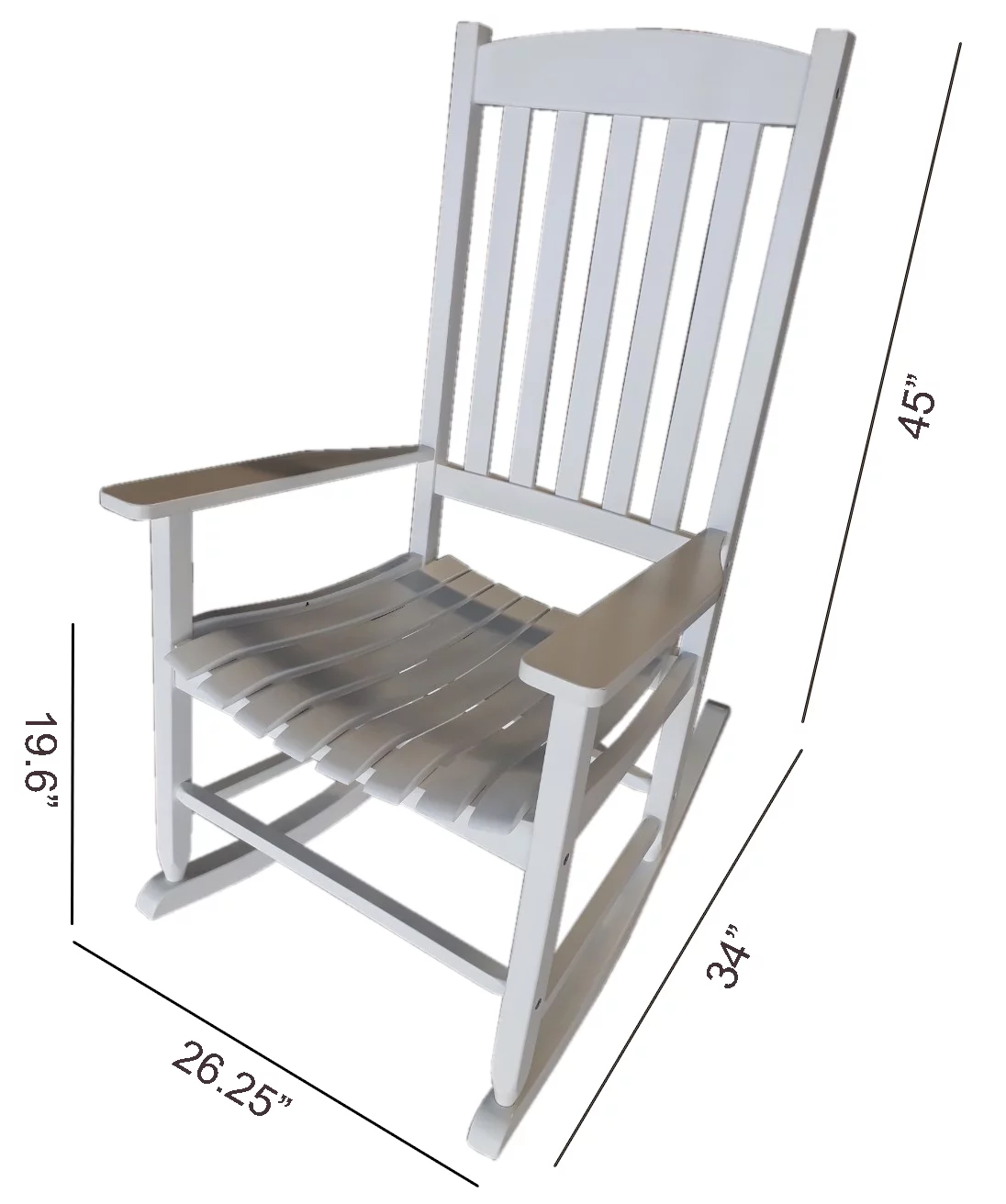 Mainstays Outdoor Wood Porch Rocking Chair, White Color, Weather Resistant Finish