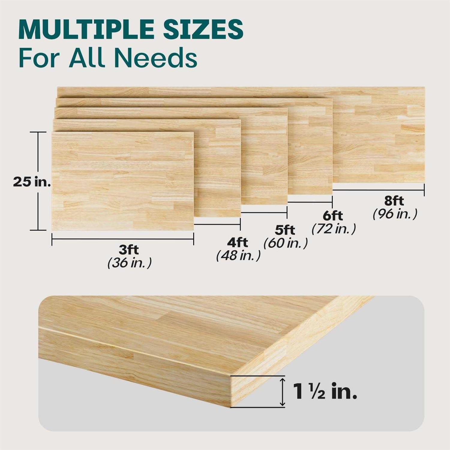 Bme Unfinished Hevea Solid Hardwood Butcher Block Countertop for DIY Wood Table Top - Shop Hardware Tools Online Store