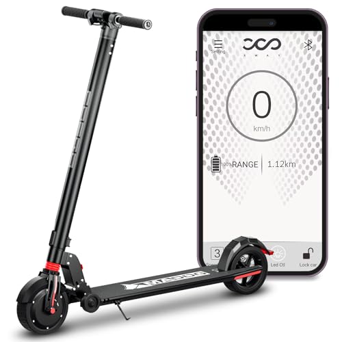 MoNiBloom E-Scooter Electric Kick Scooter w/LED Display and Bluetooth APP, Portable Folding Commuting Scooter for Adults & Teens
