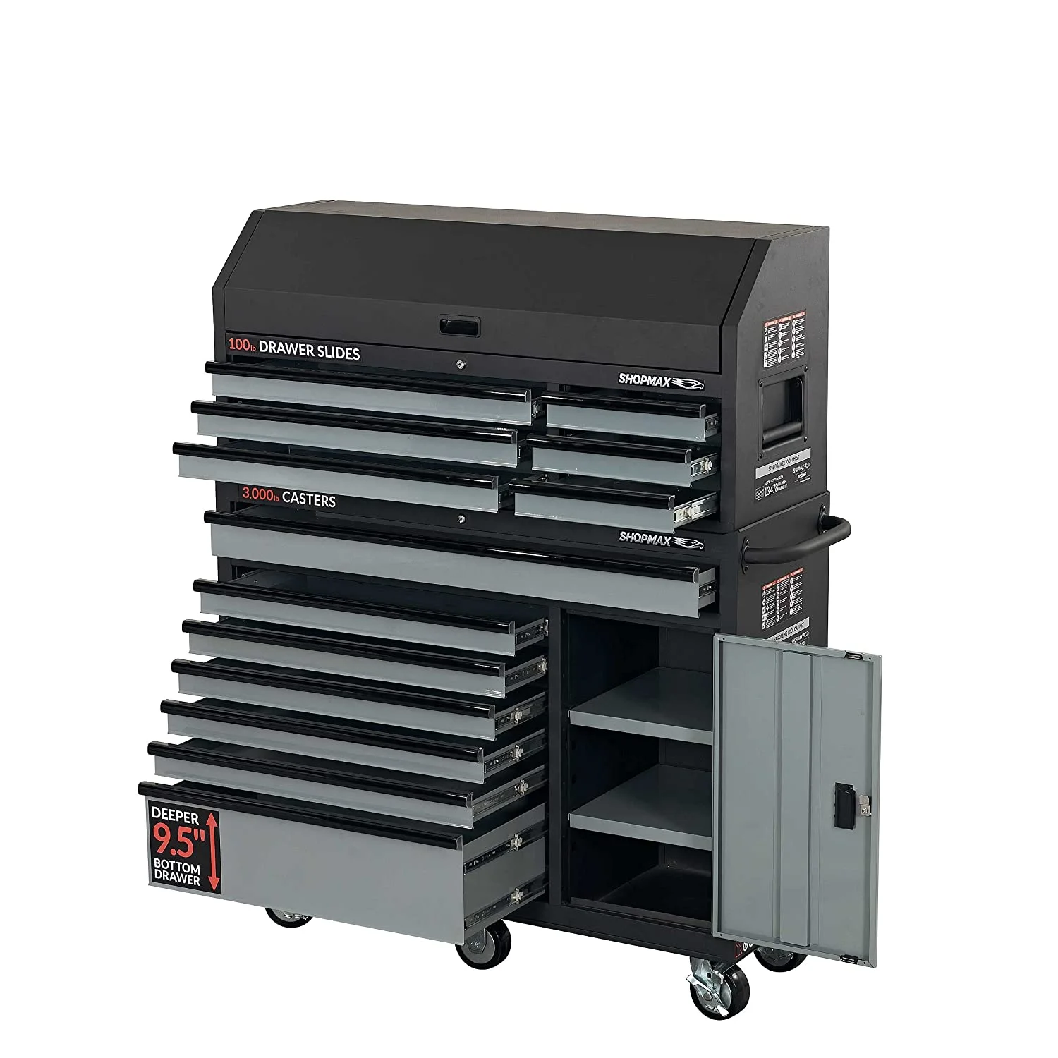 52 in. 13-Drawer + 1 Door Tool Chest and Rolling Cabinet Combo