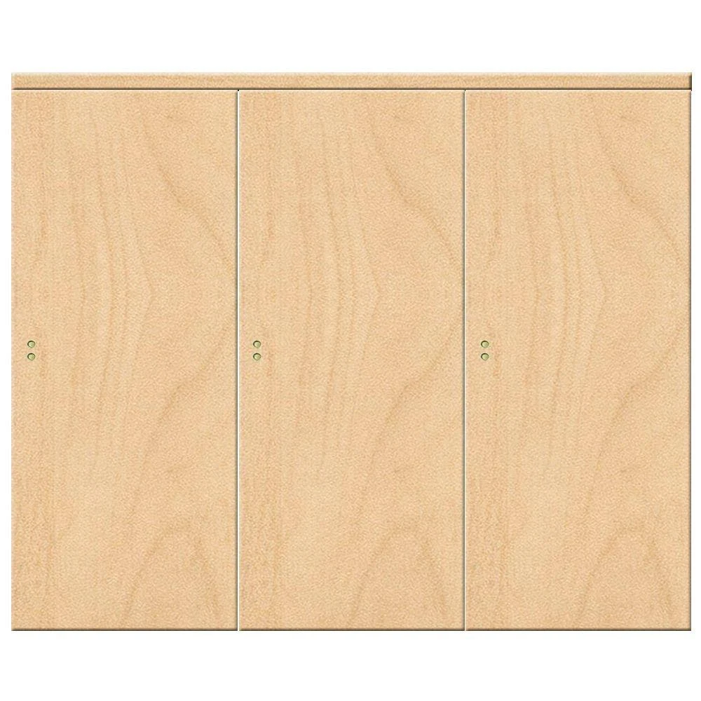 Impact Plus 84 in. x 80 in. Smooth Flush Stain Grade Maple Solid Core MDF Interior Closet Sliding Door with Matching Trim