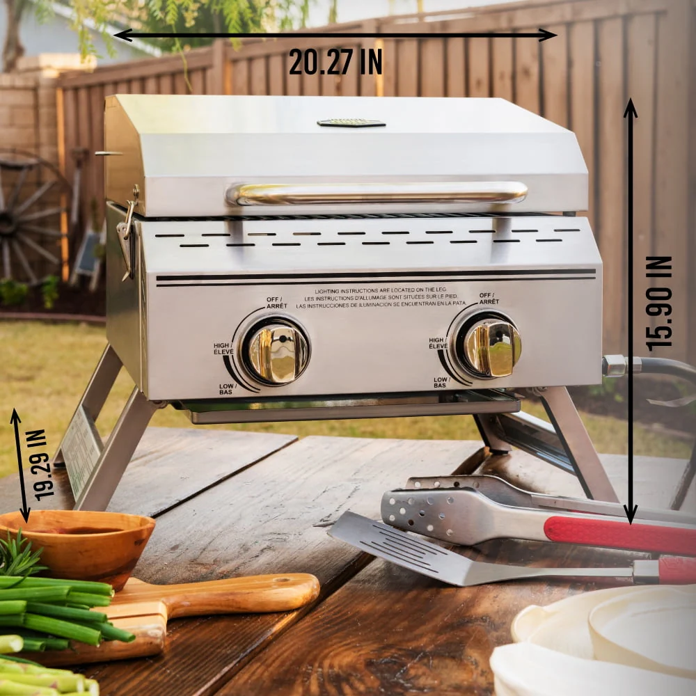 Expert Grill 2 Burner Tabletop Propane Gas Grill in Stainless Steel