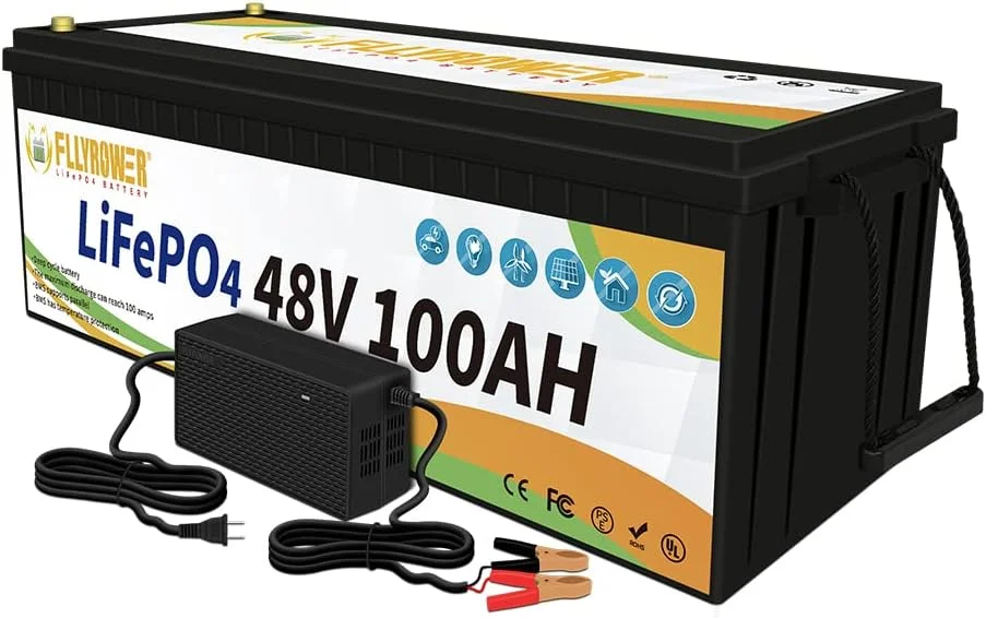 FLLYROWER Lifepo4 Battery 48v 100ah with Grade A Cells and 150A BMS for Trolling Motor Golf Cart RV Camping Car Solar Panel Support Parallel Include a Charger - Curated Treasures Market