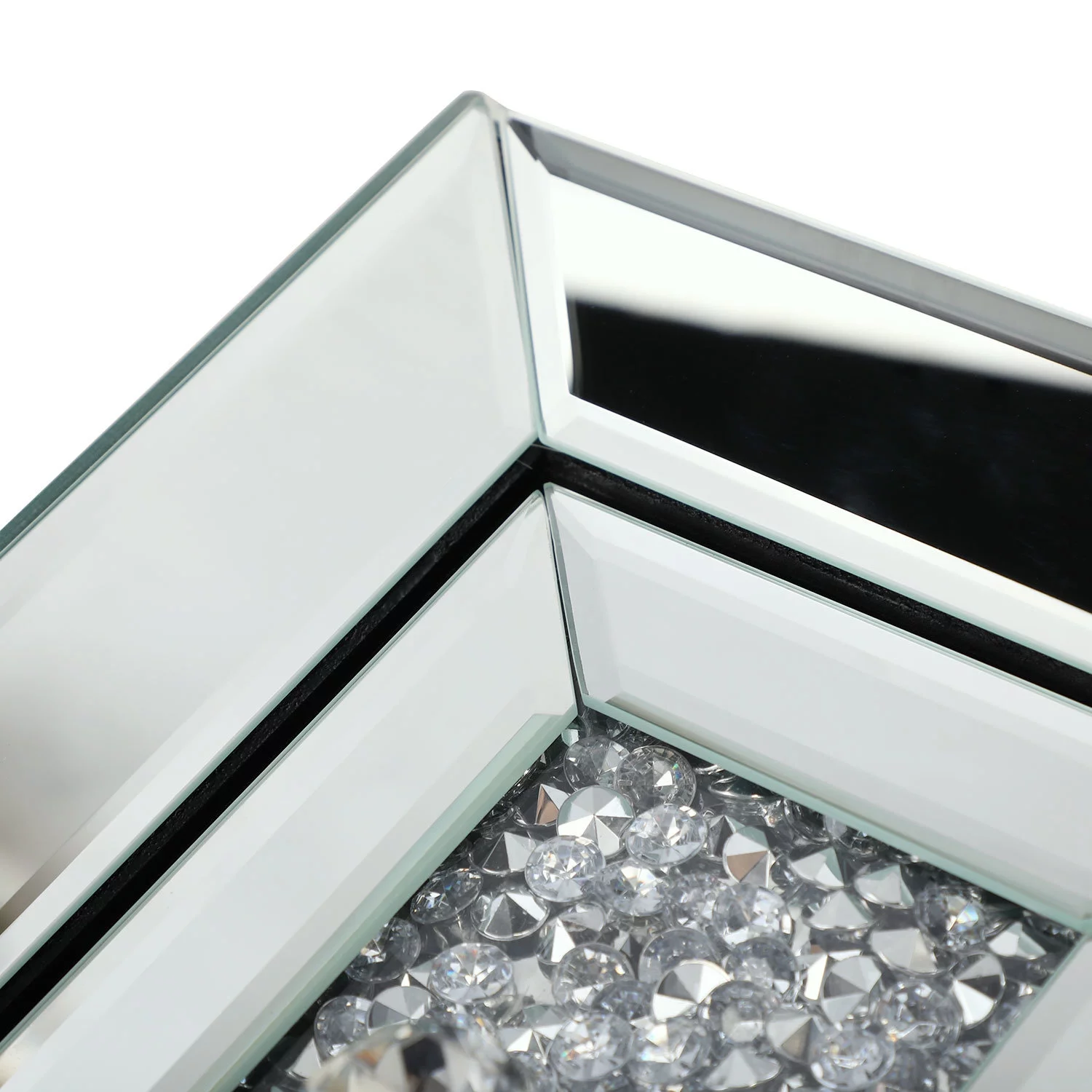 LANTRO JS Modern Mirrored Nightstand, Sofa Side Table with 3 Crystal Diamond Drawers, End Table for Bedroom Living Room Furniture