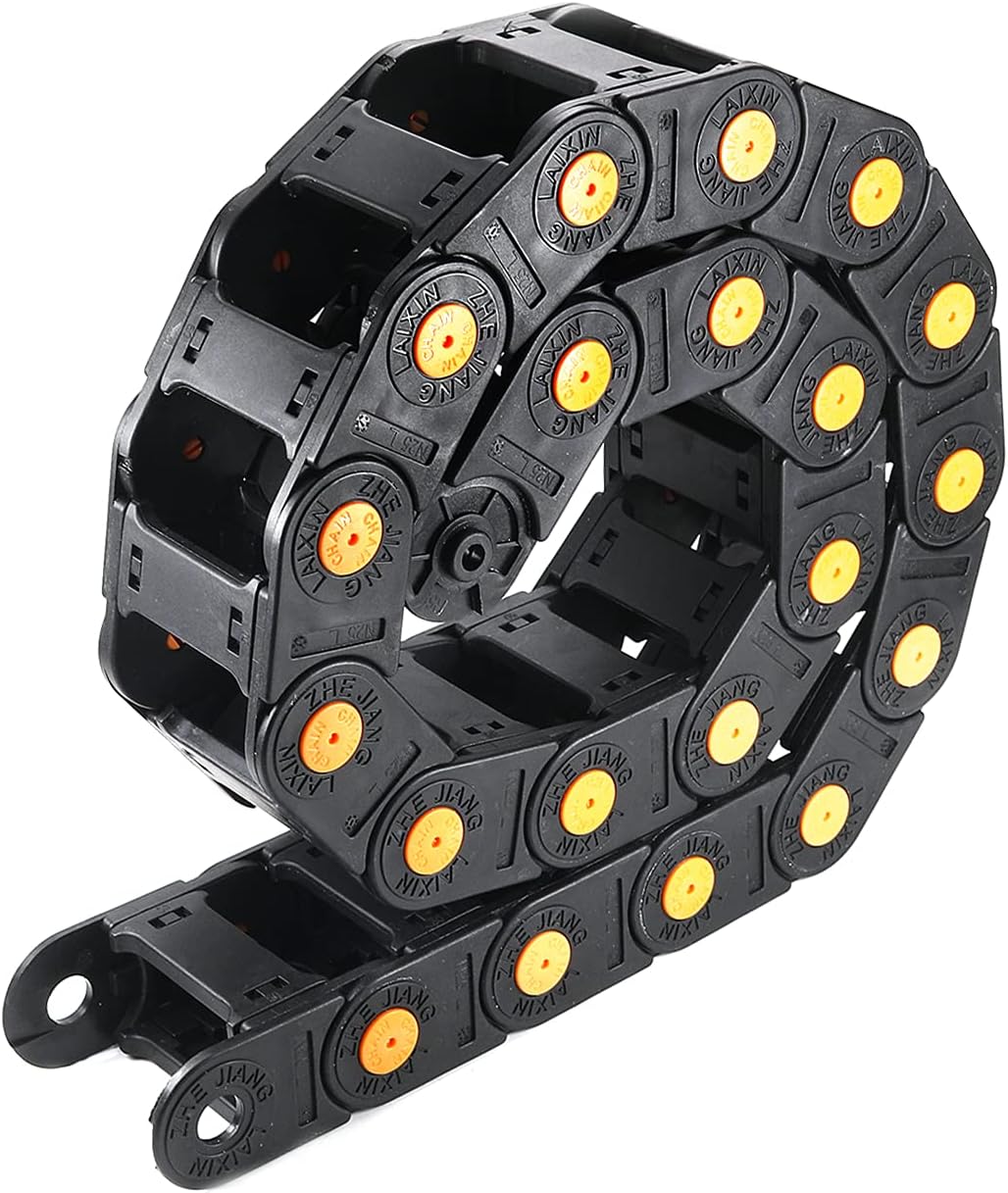 Fielect Drag Chain Cable Carrier Open Type with End Connectors R100 35X100mm 1 Meter Plastic for Electrical CNC Router Machines Black 1Pcs