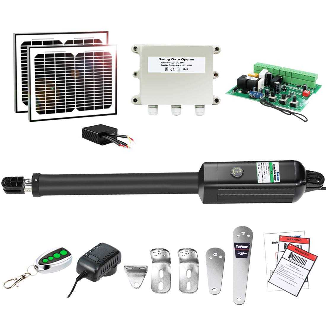 TOPENS A5S Automatic Solar Gate Opener for Medium Duty Single Swing Gates Up to 16ft - Shop Hardware Tools Online Store