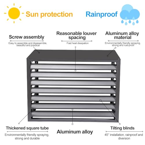 TRUNXUCL Outdoor Air Conditioner Privacy Fence, Aluminum AC Covers, Freestanding Louvered Space Divider, Noise Reduction, Dustproof and Waterproof