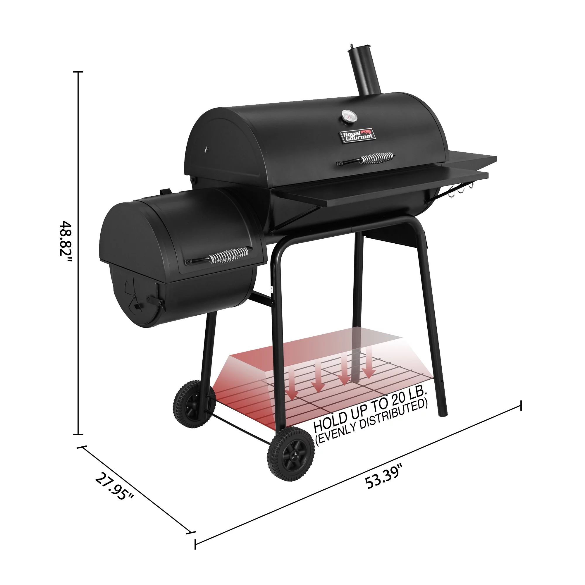 Royal Gourmet 30 CC1830S Steel Charcoal Grill with Offset Smoker