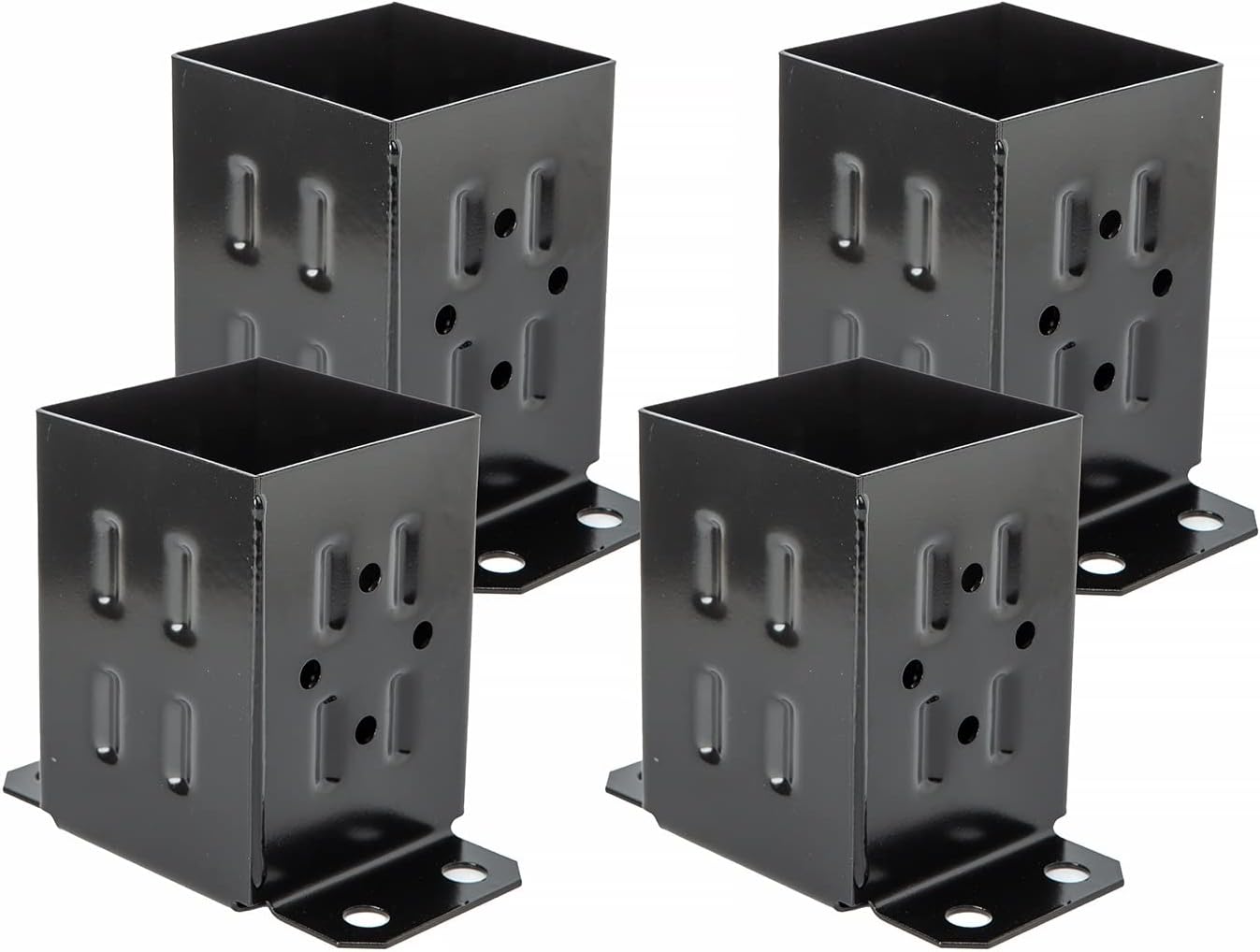 ADLER Fence Post Base Brackets Heavy Duty Steel Powder-Coated Anchor Support Use for 4x4 Wood, Black (4 Pack) Pack of 2