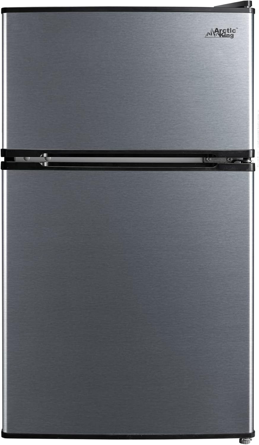 Arctic King 3.2 Cu Feet Two Door Compact Refrigerator with Freezer for Your House, Garage, Basement, Apartment, Kitchen, Cabin, Lake House, Timeshare, or Business, Stainless Steel