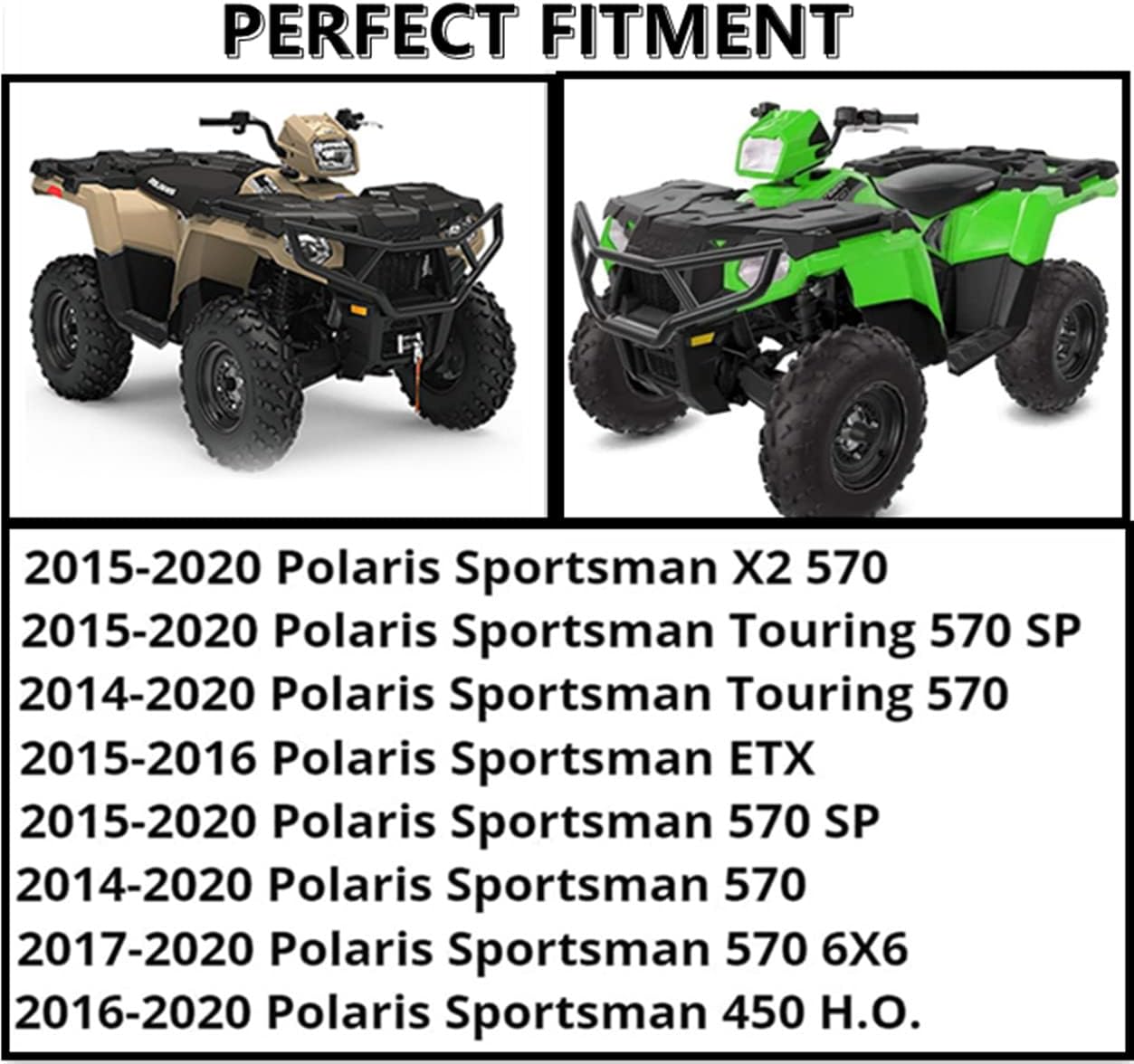 KINTOP ATV Front and Rear Bumper Fit for 2014-2020 Polaris Sportsman 450 570 and ETX Brush Bumper Protector, 2pcs