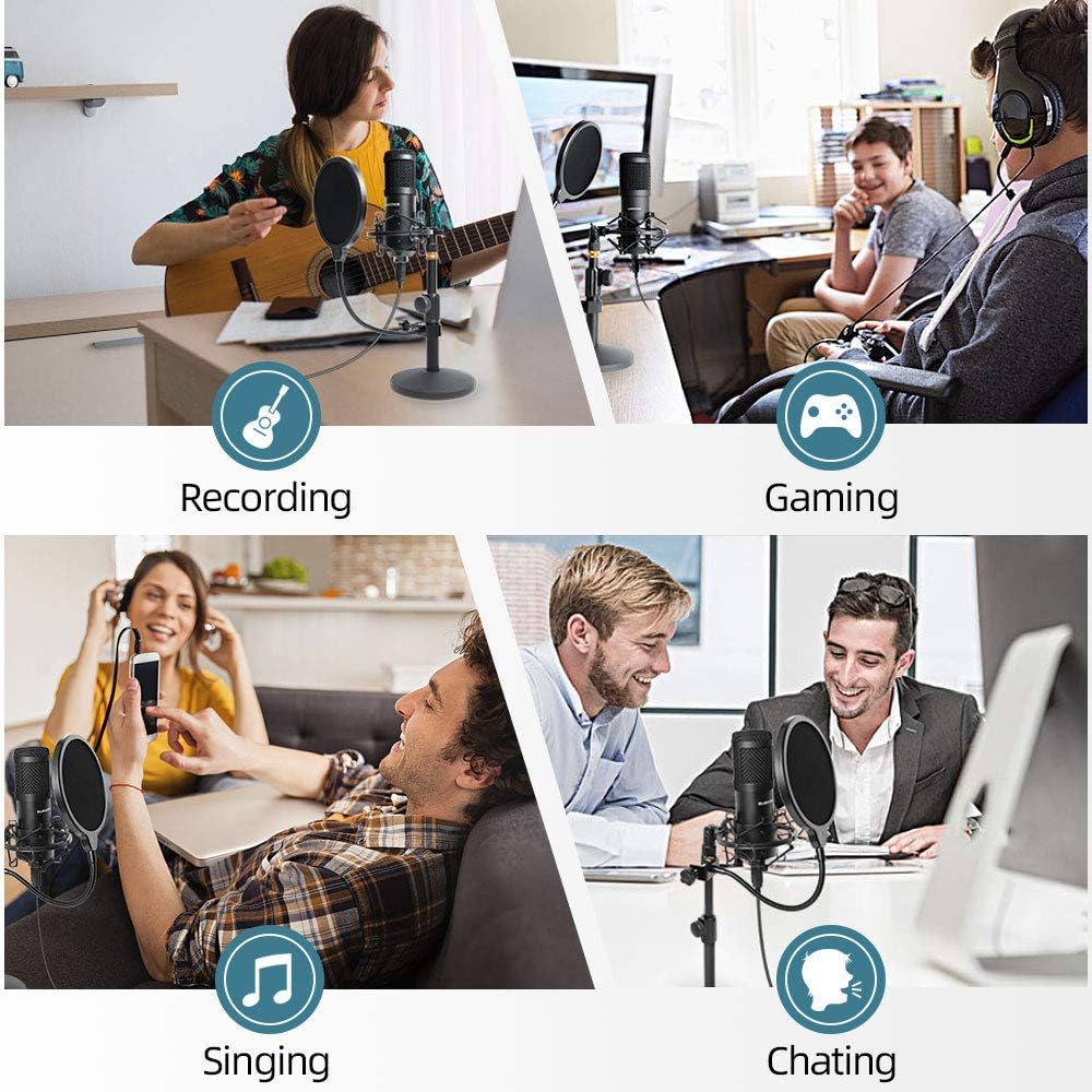 USB Streaming Podcast PC Microphone with Aluminum Storage Case,SUDOTACK Professional 192kHz/24Bit Studio Cardioid Condenser Mic Kit with Sound Card Desktop Stand Shock Mount for Skype Youtuber Gaming
