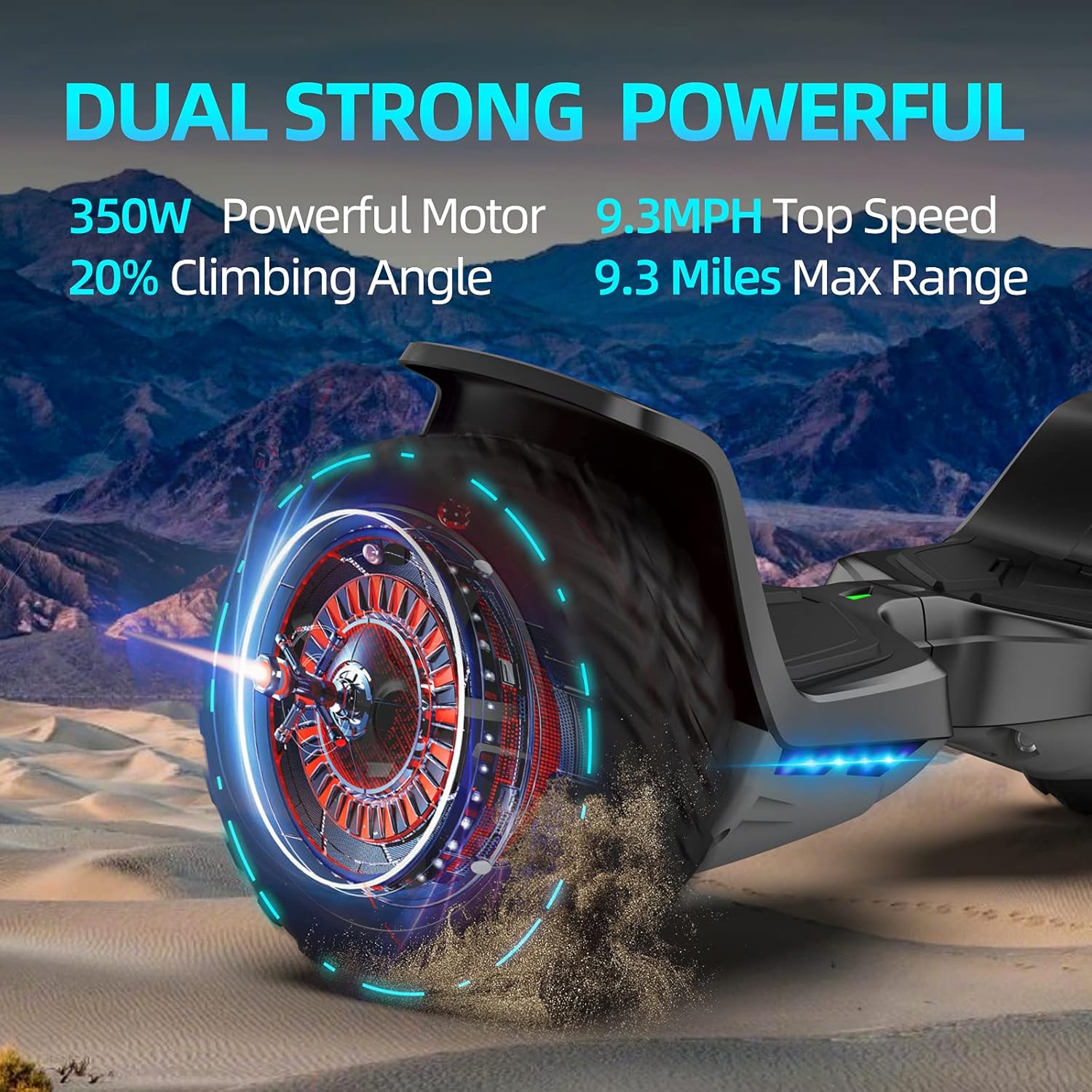 TOMOLOO Hoverboard Offroad All Terrain 8.5 for Kids Hover Board Music-Rhythmed Two-Wheel Self Balancing Adults Huverboard with Bluetooth Speakers and Lights UL2272 Certified and App-Enabled