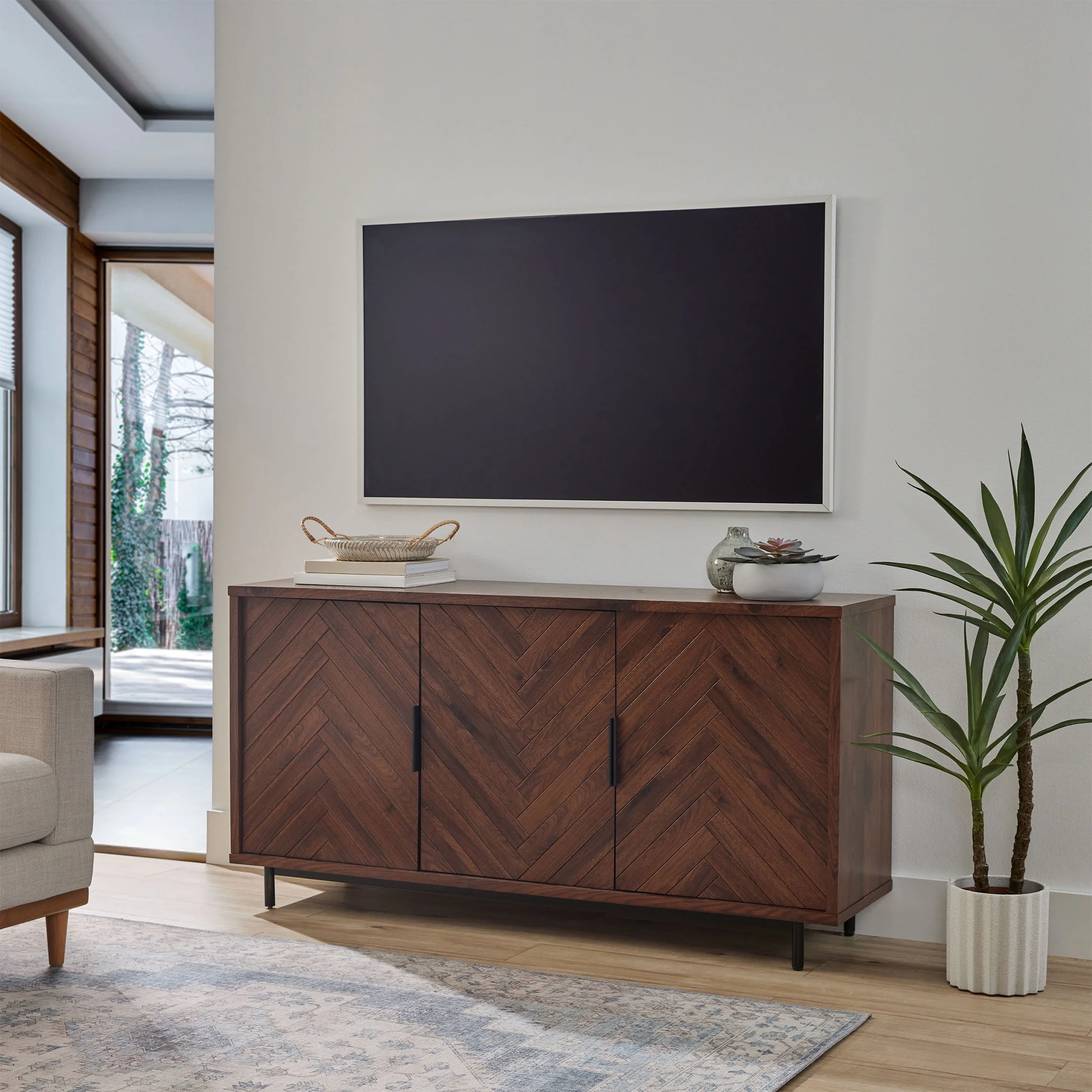 Better Homes & Gardens Wyatt Geo TV Stand for TVs up to 70",  Walnut Finish