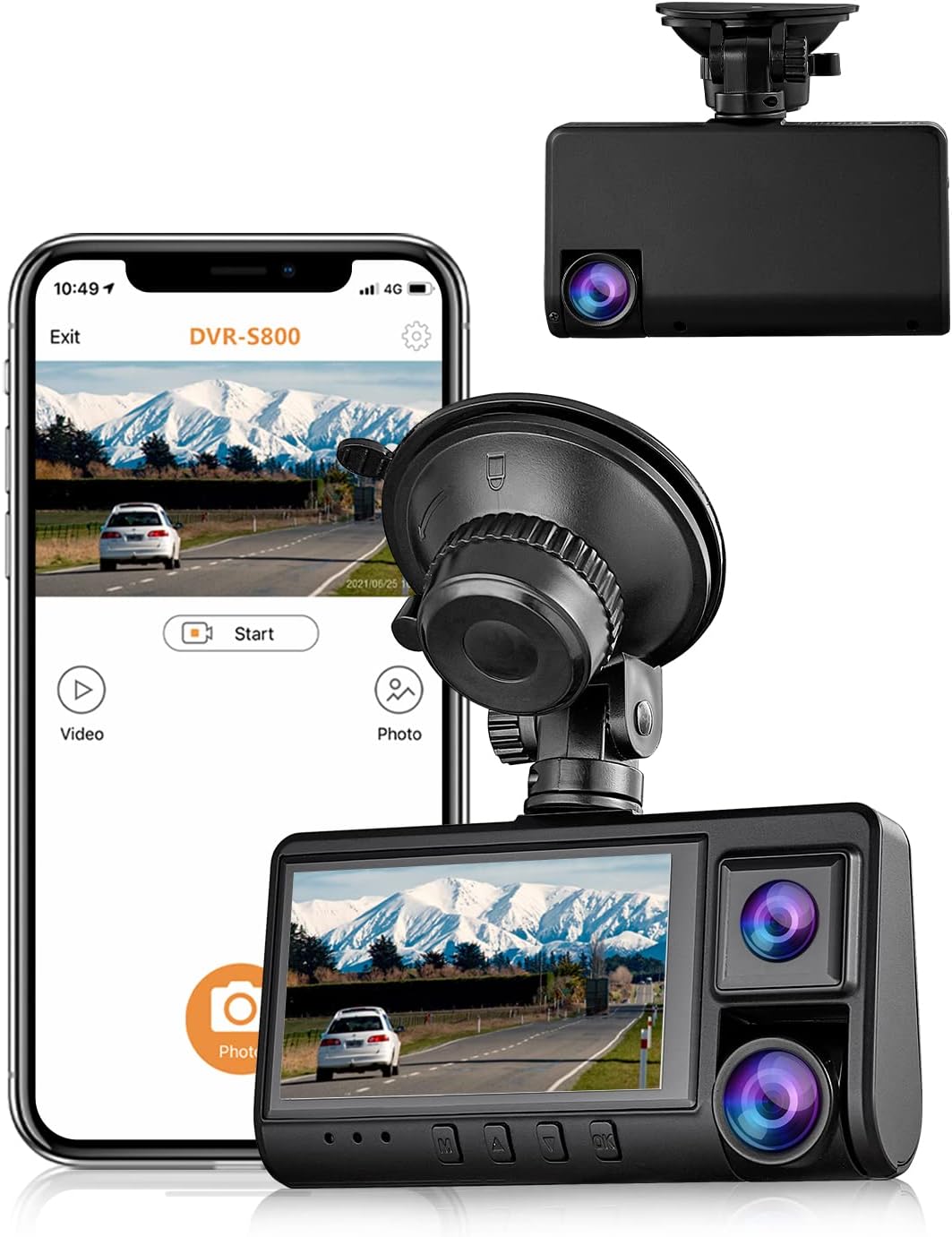 Dual Dash Cam Front and Inside 1080P Car Camera Built-in WiFi Security Camera for Car Taxi 3 Inch IPS Screen, 24H Parking Monitor, G-Sensor, Loop Recording, Support 128GB Max for Taxi Driver Pack of 2