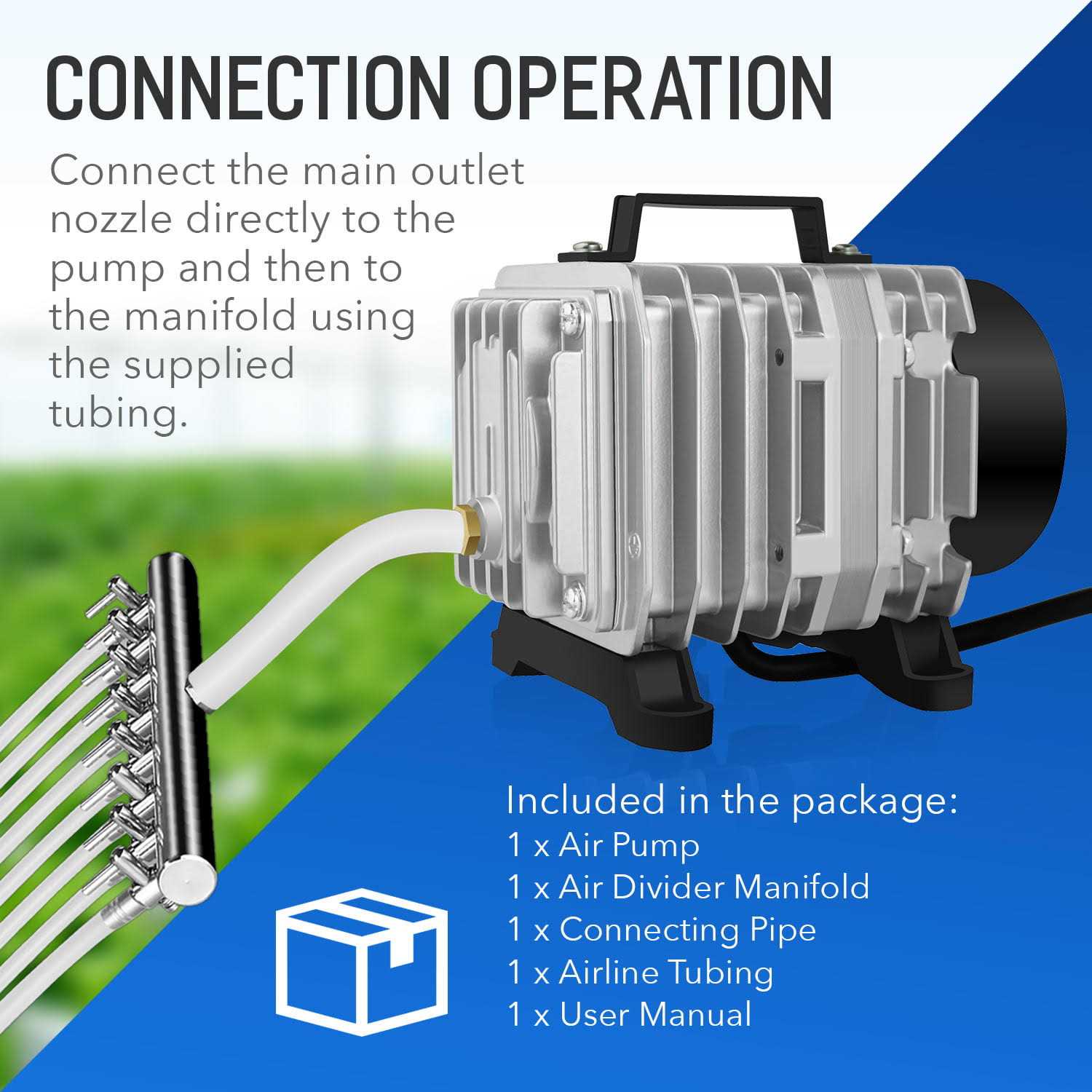 Simple Deluxe Commercial Air Pump LGPUMPAIR75 1189 GPH 58W 75L/min 8 Outlets with Airline Tubing 25 Feet for Aquarium - Pet Supplies online store