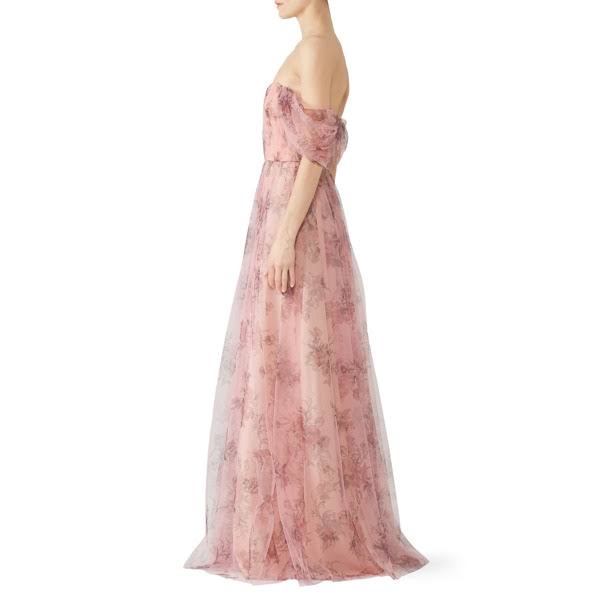 Marchesa Notte Bridesmaid - Blush Floral Tulle Gown
