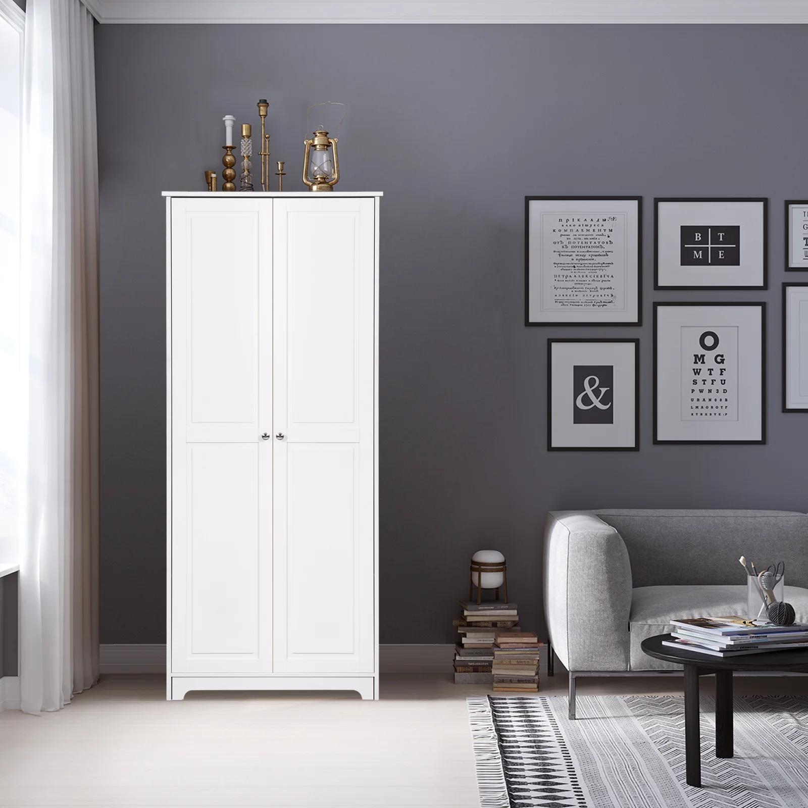 VINGLI 72" White Pantry Cabinets, Tall Kitchen Pantry Storage Cabinet with Doors and 4 Adjustable Shelves, Wood Kitchen Cupboard for Dinning Room, Laundry & Utility Room, Apartment