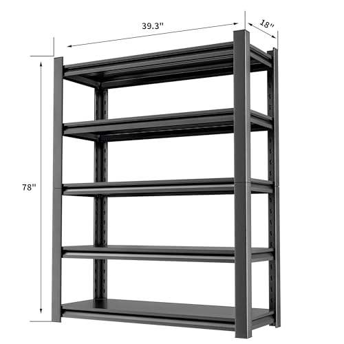 5 Tier Heavy Duty Metal Shelving Unit - Industrial Storage Shelf for Garage and Industrial Use - Durable Storage Shelf Organizer, 24" D x48" W x72" H