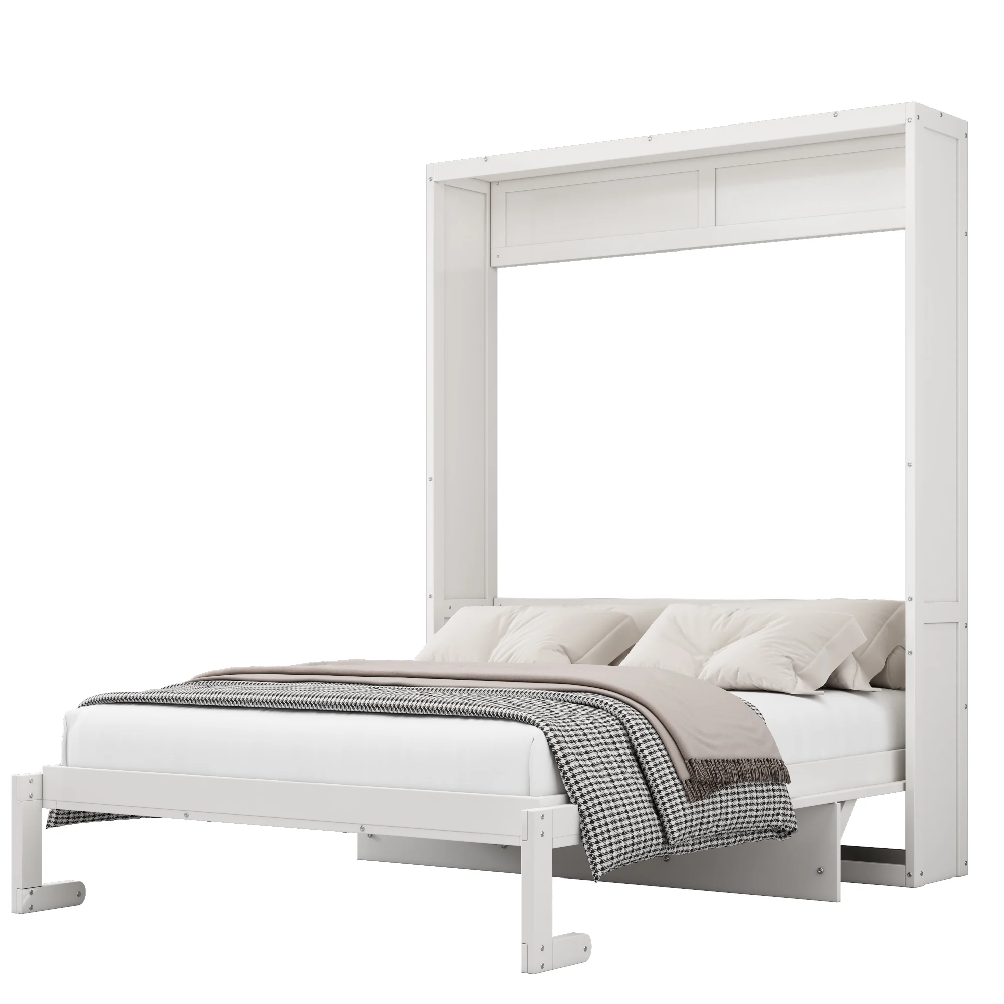 KLMM Modern Wooden Queen Size Murphy Bed 68-inch Cabinet Bed Folding Wall Bed with Desk Combo, Perfect for Small Spaces and Guest Rooms [Amazon.com]