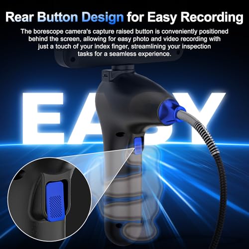 360°Articulating Borescope Camera - JESERAL 5" HD 1080P Inspection Camera Screen with 6 Light, Endoscope with 6.2mm IP67 Waterproof Probe, 3X Zoom 4-Way Borescope with Flexible Cable
