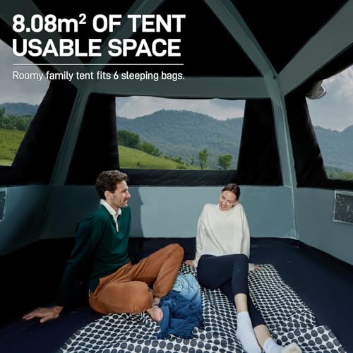 EVER ADVANCED Blackout 6 Person Camping Tent, Instant Cabin Tent for Family with Vestibule and Large Mesh Windows, 60s Easy Setup, Double Layer, Water-Resistant