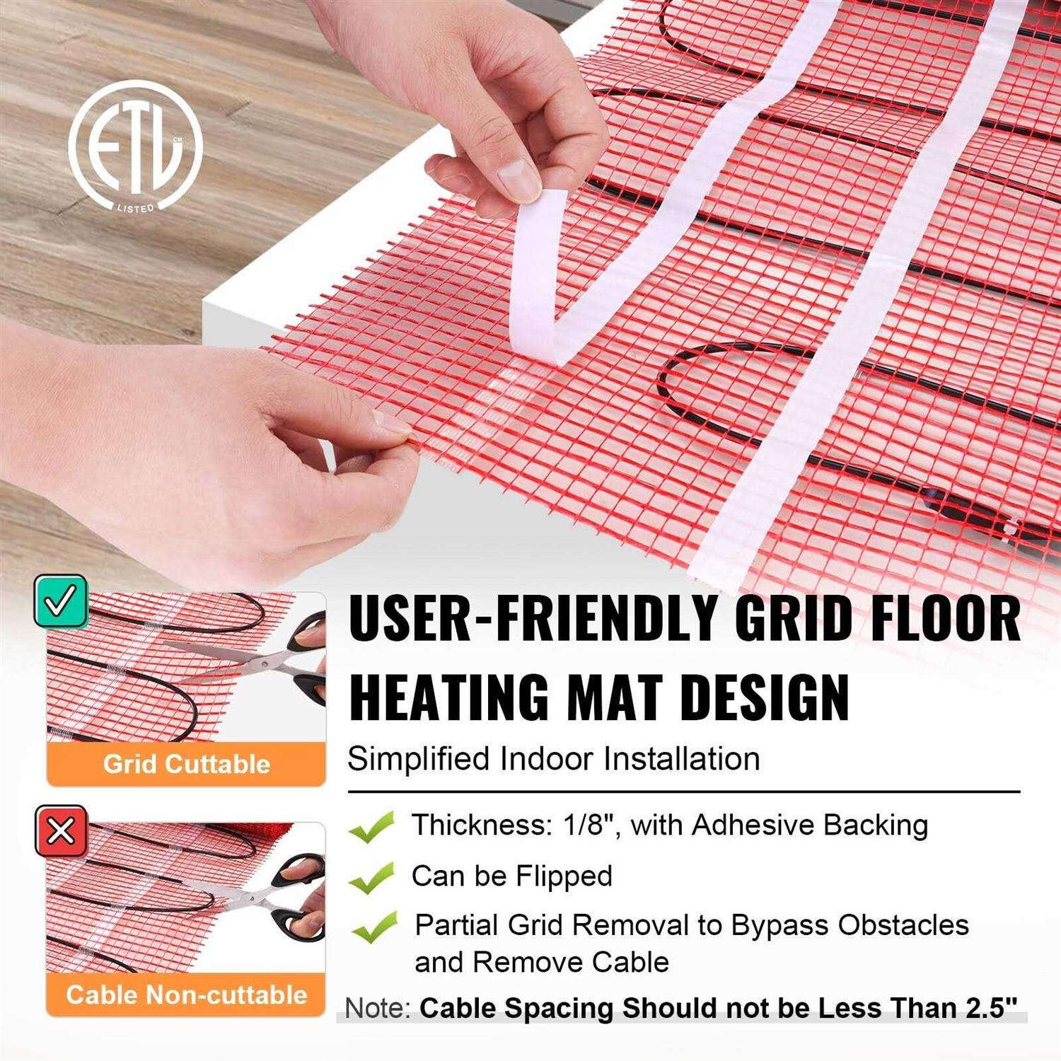 VEVOR Floor Heating Mat Electric Radiant In-Floor Heated Warm System with Digital Floor Sensing Thermostat - Shop Hardware Tools Online Store