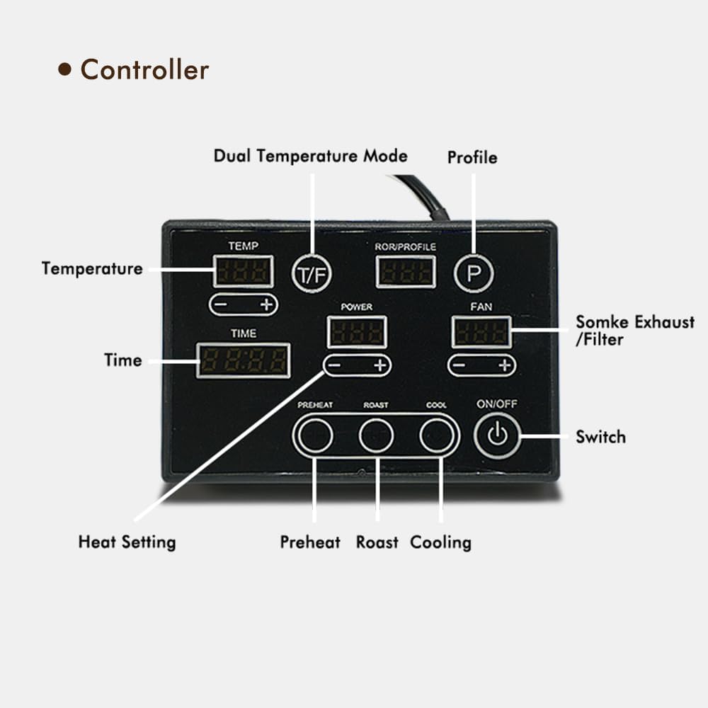 Electric Coffee Bean Roaster, Commercial Automatic Coffee Roaster, with 3 Baking Curve, with Smoke Filter, for Home, Commercial, Restaurant