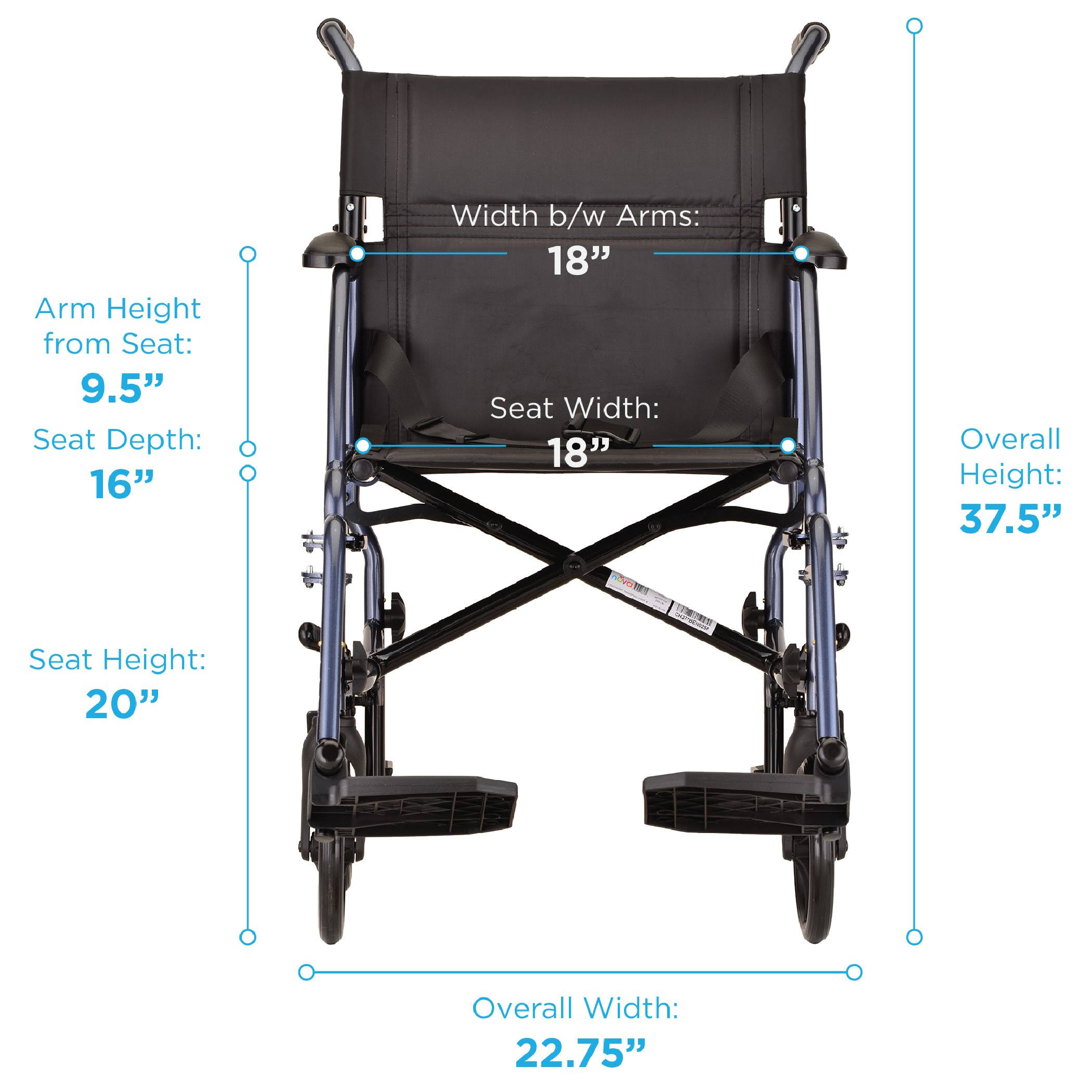 Nova Medical Products Blue Lightweight Transport Chair